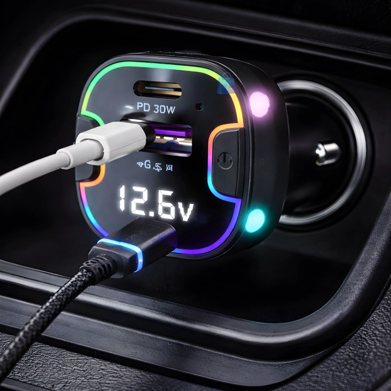 CARGADOR AUTO 75W MULTIPUERTO PD QC + CABLE - PS - 2