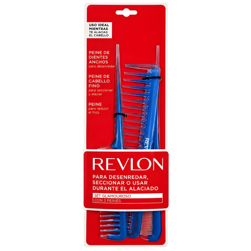 SET 3 PEINES REVLON COLA Y ESTANDAR ANTIESTATICO - PS - 1