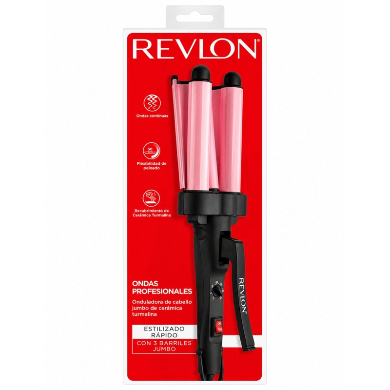 ONDULADOR WAVER REVLON 3 BARRILES JUMBO ROSA PRO - PS - 1