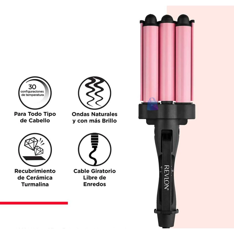 ONDULADOR WAVER REVLON 3 BARRILES JUMBO ROSA PRO - PS - 5