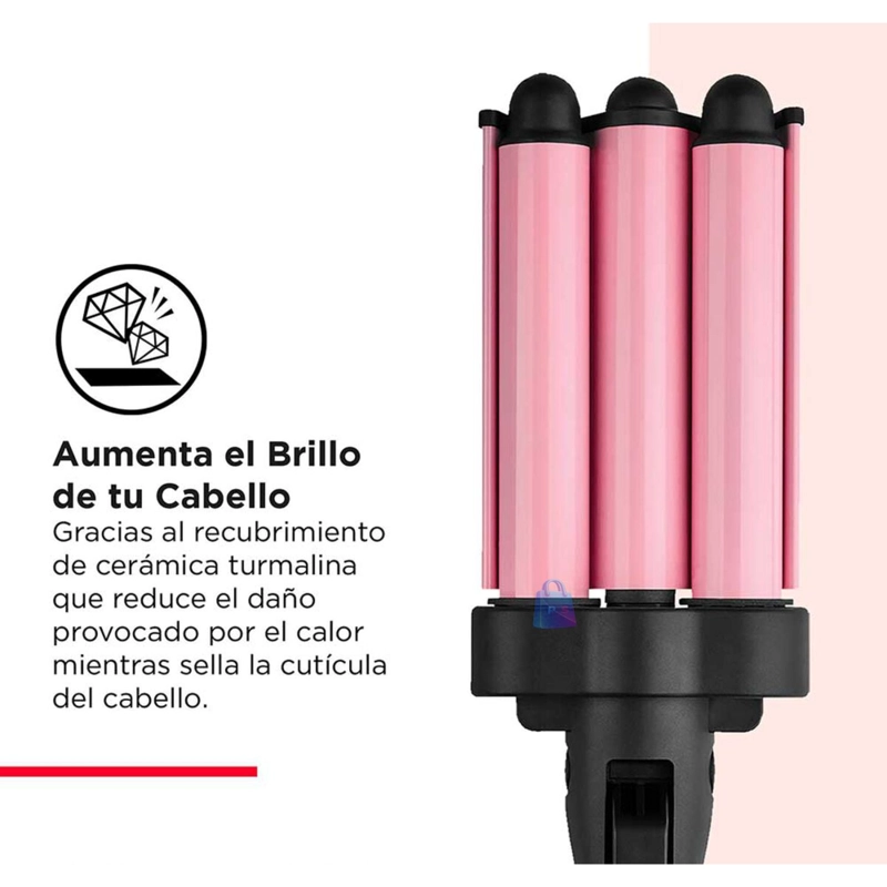 ONDULADOR WAVER REVLON 3 BARRILES JUMBO ROSA PRO - PS - 6