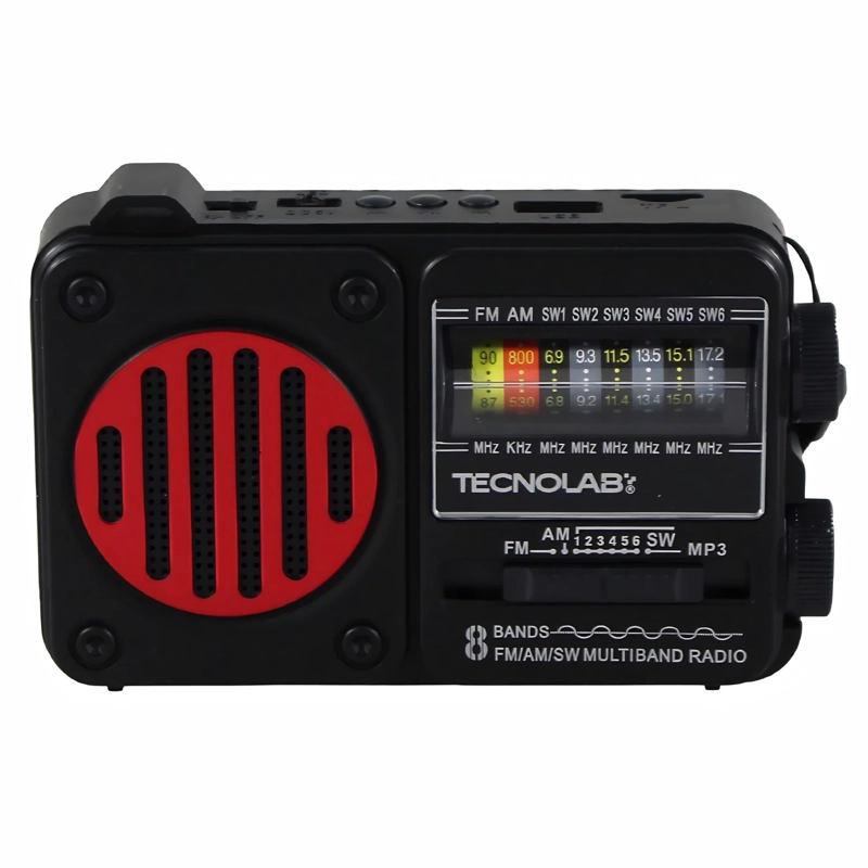RADIO SOLAR BLUETOOTH AM FM USB LINTERNA LED ROJO - PS - 1