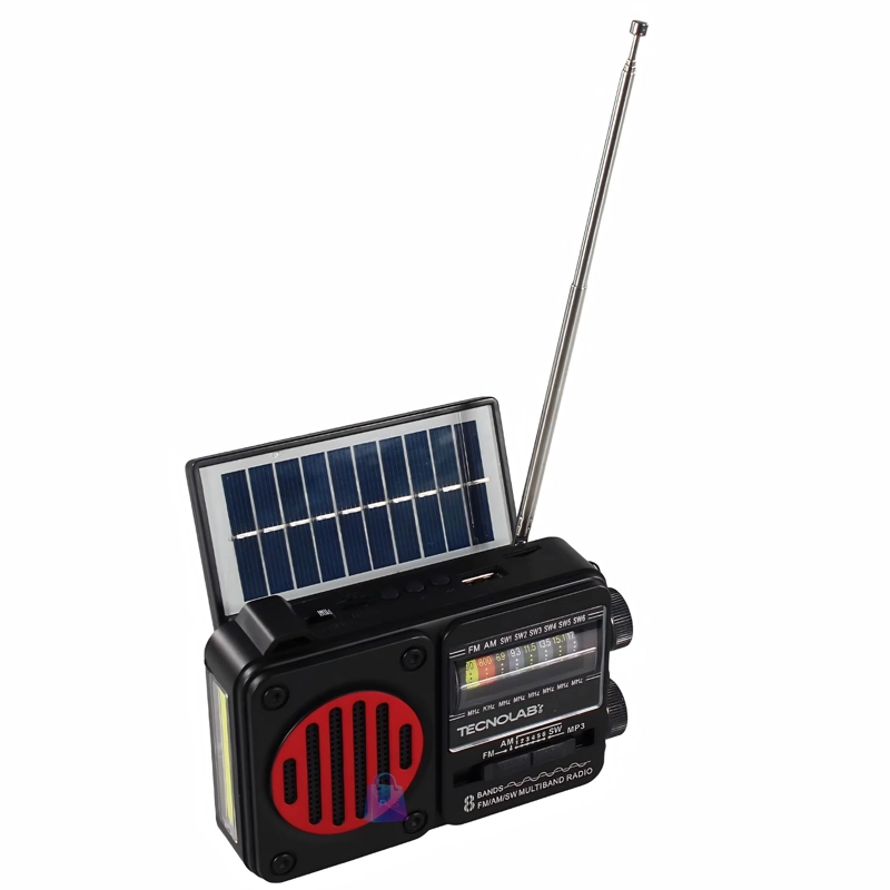 RADIO SOLAR BLUETOOTH AM FM USB LINTERNA LED ROJO - PS - 2
