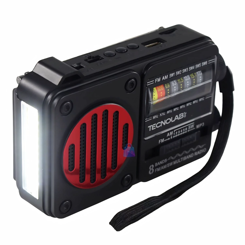 RADIO SOLAR BLUETOOTH AM FM USB LINTERNA LED ROJO - PS - 3