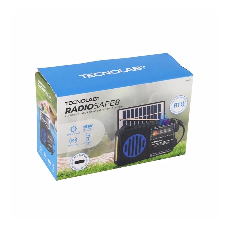 RADIO SOLAR BLUETOOTH AM FM USB LINTERNA LED ROJO - PS - 5