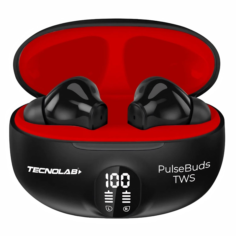 AUDIFONOS TWS BLUETOOTH TOUCH USB-C VISOR LED ROJO - PS - 1