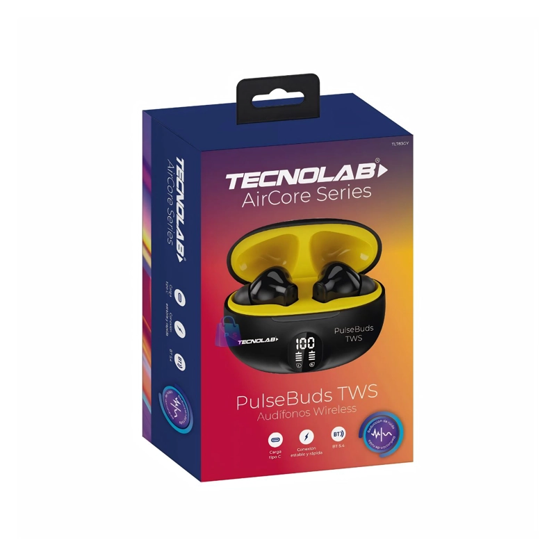 AUDIFONOS TWS BLUETOOTH TOUCH USB-C VISOR LED ROJO - PS - 3