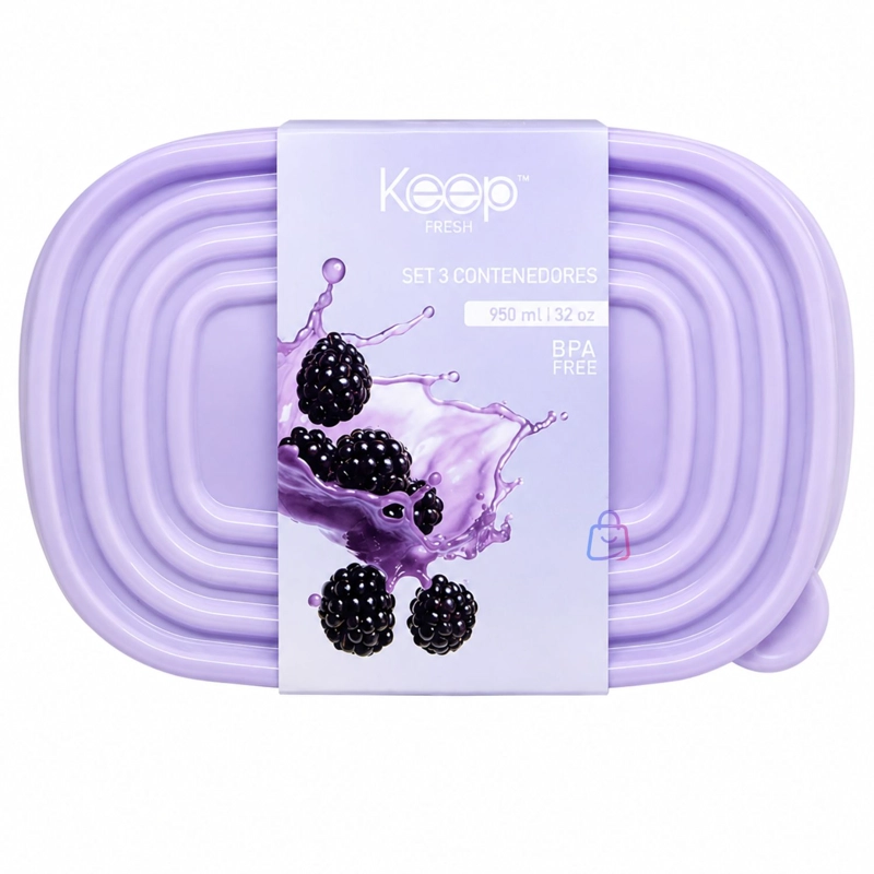 SET 3 CONTENEDORES HERME TICOS APILABLES KEEP 950ML - PS - 2