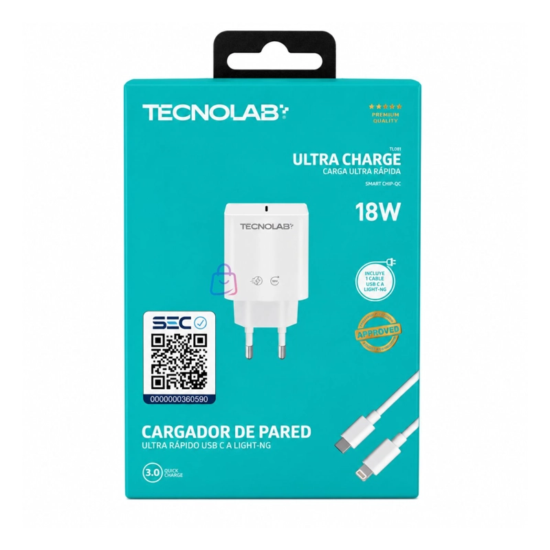 CARGADOR USB-C A LIGHTNING 18W FAST CHARGE CERTIFICADO - PS - 4