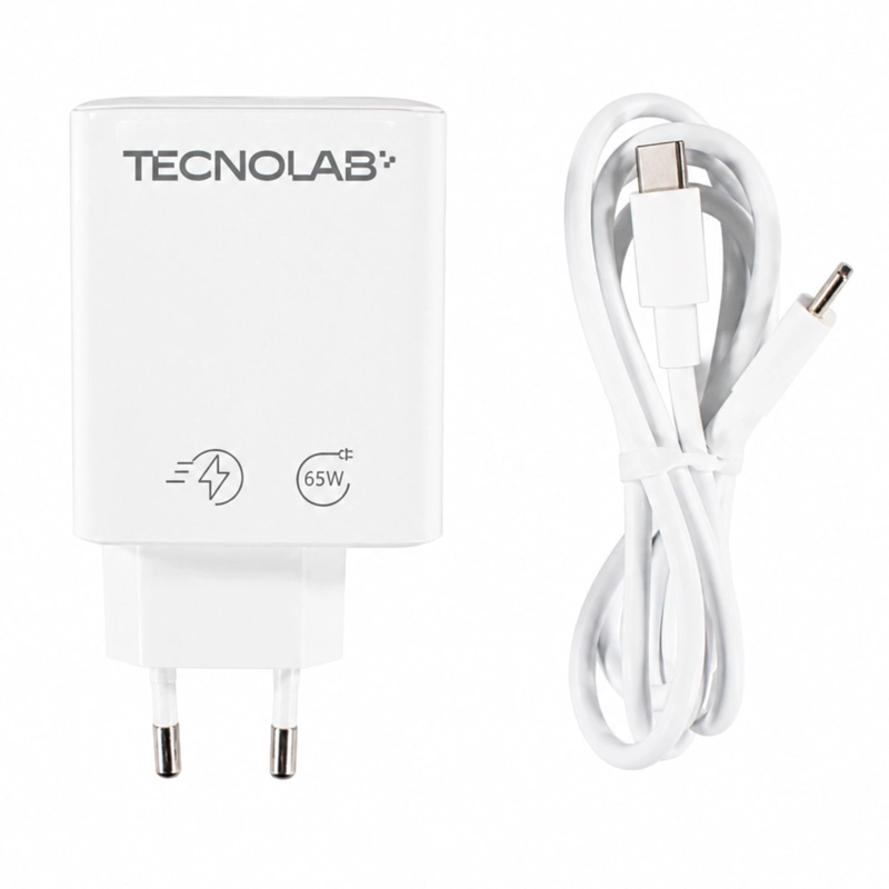 CARGADOR GAN 65W PD QC3.0 USB-C CABLE SEC BLANCO - PS - 1