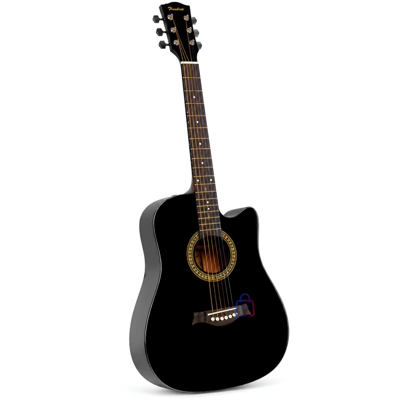 GUITARRA ACUSTICA 39 PULGADAS NEGRA CON FUNDA Y CUERDAS - PS - 4