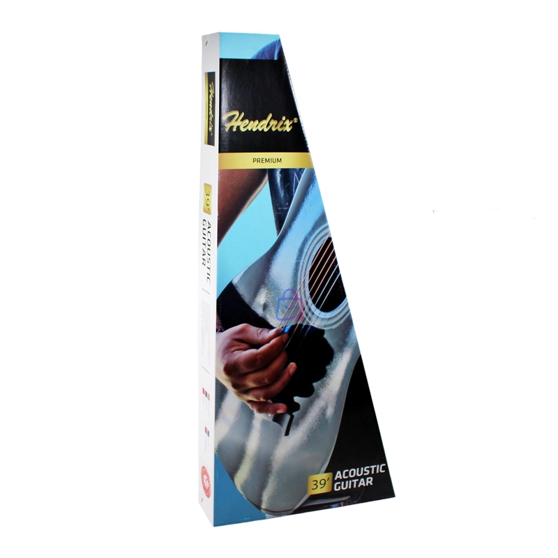 GUITARRA ACUSTICA 39 PULGADAS NEGRA CON FUNDA Y CUERDAS - PS - 5