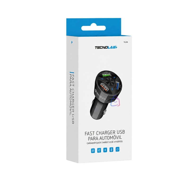 CARGADOR AUTO CARGA RAPIDA 3 USB 12V - PS - 4