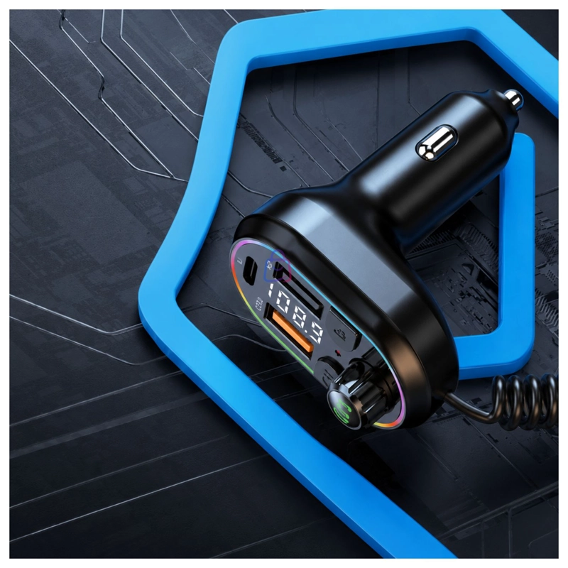 CARGADOR AUTO BLUETOOTH 5 FM RGB PD25W 3 PUERTOS - PS - 2