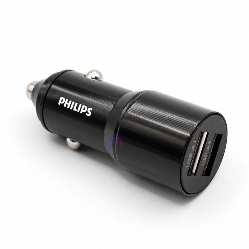 CARGADOR AUTO PHILIPS 12V DOBLE USB 12W - PS - 5