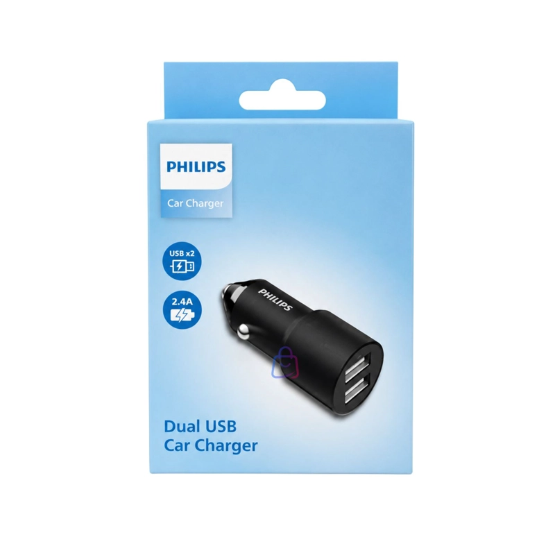 CARGADOR AUTO PHILIPS 12V DOBLE USB 12W - PS - 4