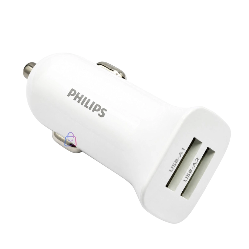 CARGADOR AUTO PHILIPS 12V BLANCO 2 USB 12W - PS - 5