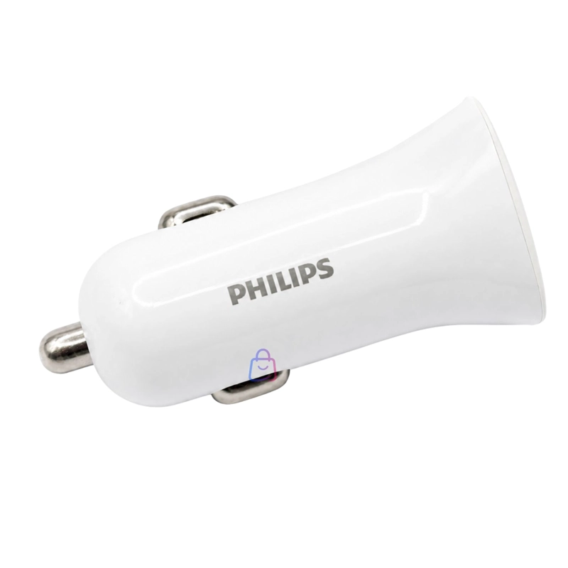 CARGADOR AUTO PHILIPS 12V BLANCO 2 USB 12W - PS - 3
