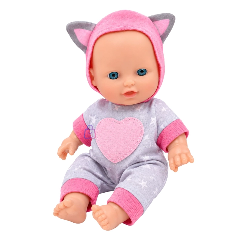 MUÑECA BEBE  PERFUMADA TAMAÑO 23CM CON PIJAMA DE GATO - PS - 2