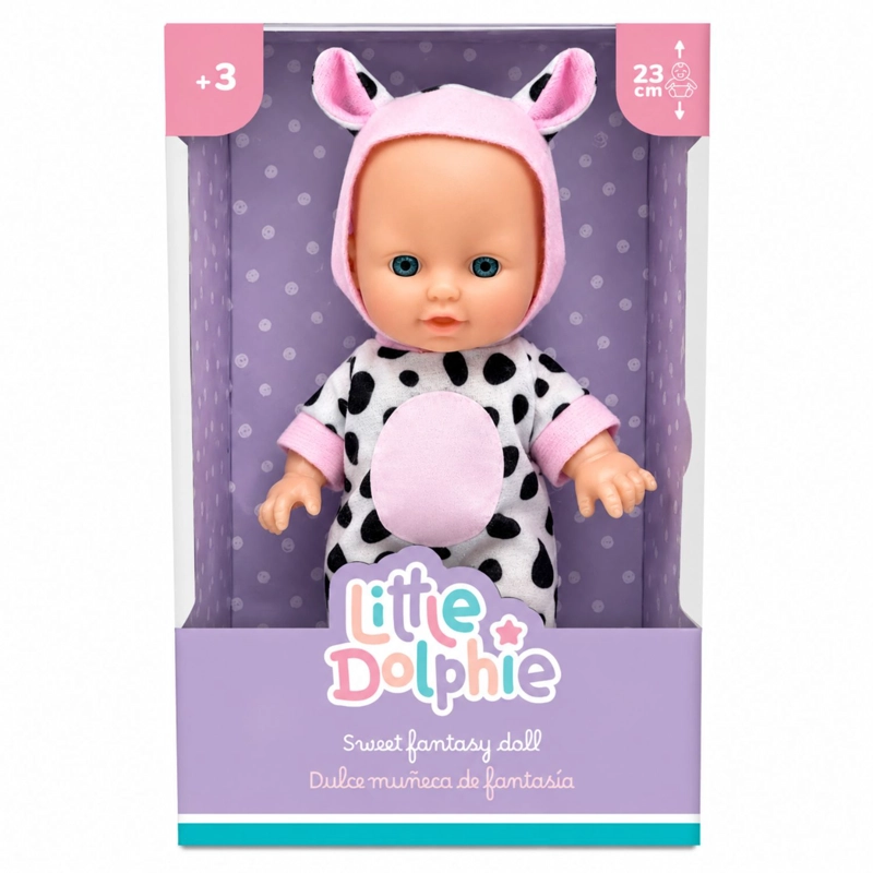 MUÑECA BEBE  PERFUMADA TAMAÑO 23CM CON PIJAMA DE VACA - PS - 1