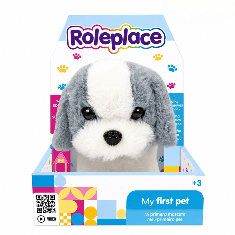 PELUCHE PERRO INTERACTIVO GRIS SONIDO MOVIMIENTO - PS - 1