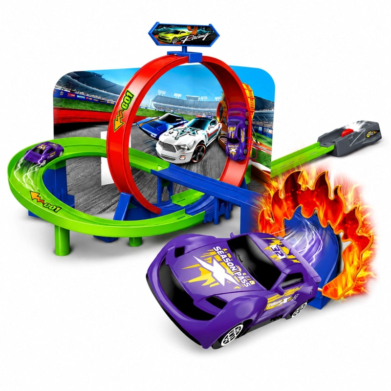 PISTA AUTO LANZADOR GIRO 360 EFECTO FUEGO CON 1 AUTO - PS - 3