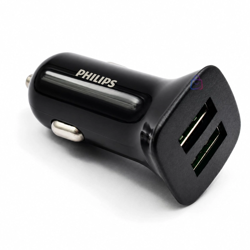CARGADOR AUTO PHILIPS 12V 12W DUAL USB - PS - 5