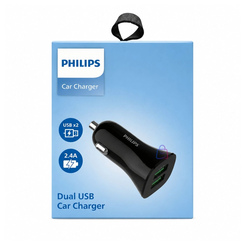 CARGADOR AUTO PHILIPS 12V 12W DUAL USB - PS - 4
