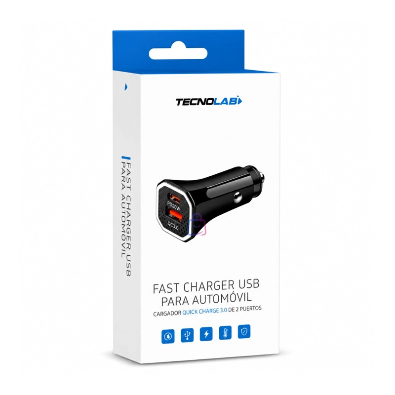 CARGADOR AUTO CARGA RAPIDA PD + QC 38W USB - PS - 4