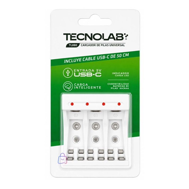 CARGADOR PILAS USB-C AA AAA 9V CON LED - PS - 3