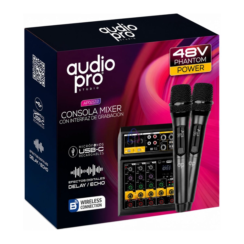 CONSOLA MIXER 4 CANALES + 2 MICROFONOS INALAMBRICOS - PS - 4