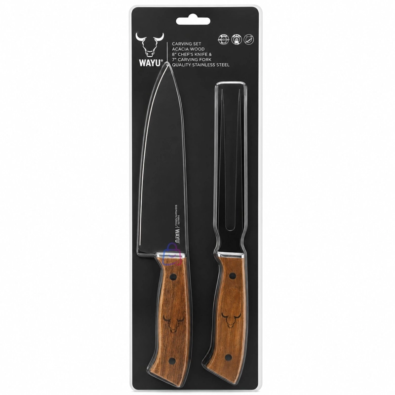 SET CUCHILLO Y TENEDOR WAYU PARRILLERO ACERO INOXIDABLE - PS - 5