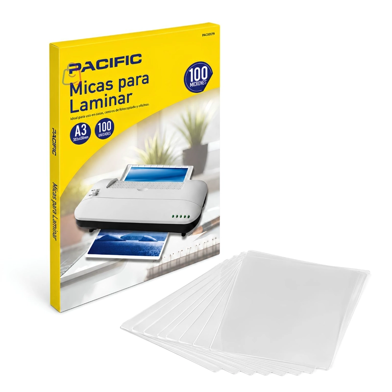 LAMINAS A3 PARA TERMOLAMINADORA 100 MICRAS 100 UNIDADES - PS - 4
