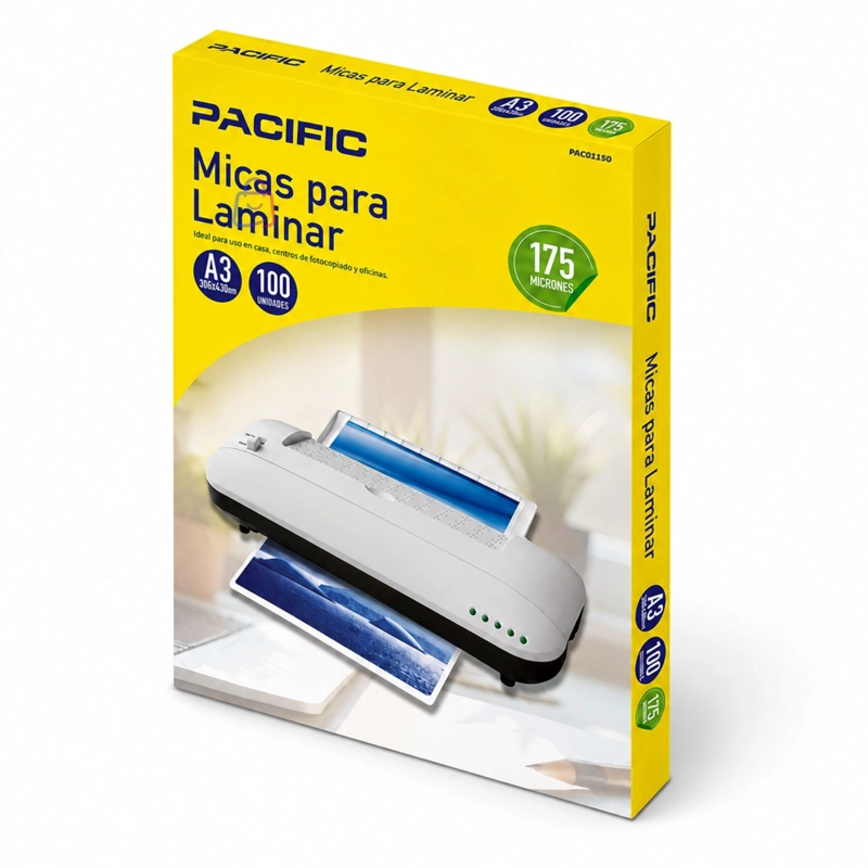 LAMINAS A3 TERMOLAMINADORA 175 MICRONES 100 HOJAS - PS - 2