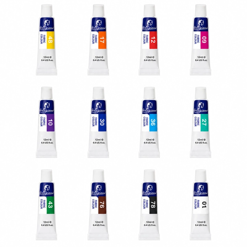 PINTURA PARA TELA SET 12 COLORES 12ML TEXTIL - PS - 1