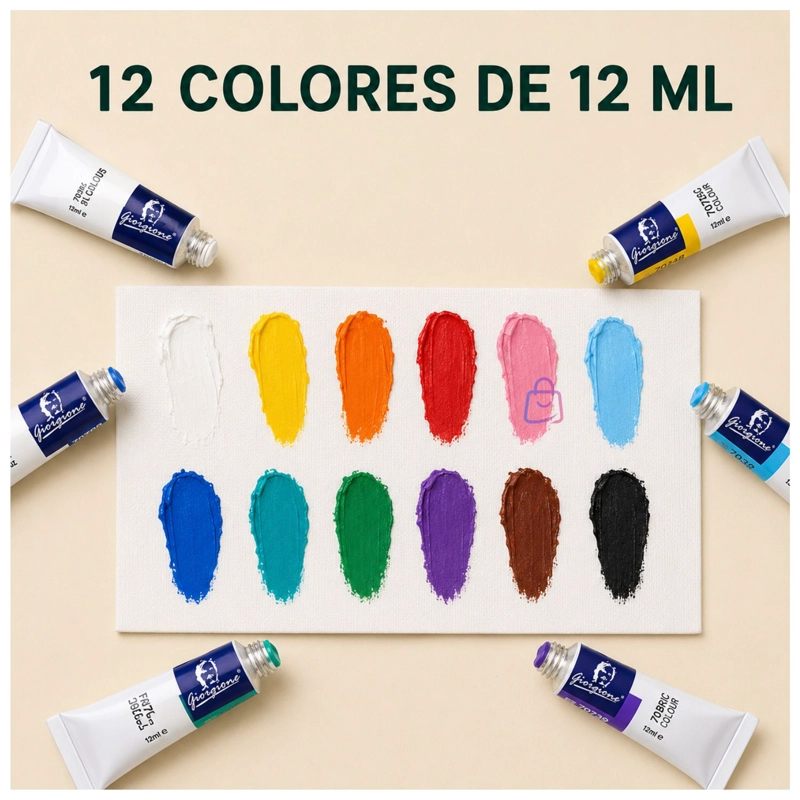 PINTURA PARA TELA SET 12 COLORES 12ML TEXTIL - PS - 3