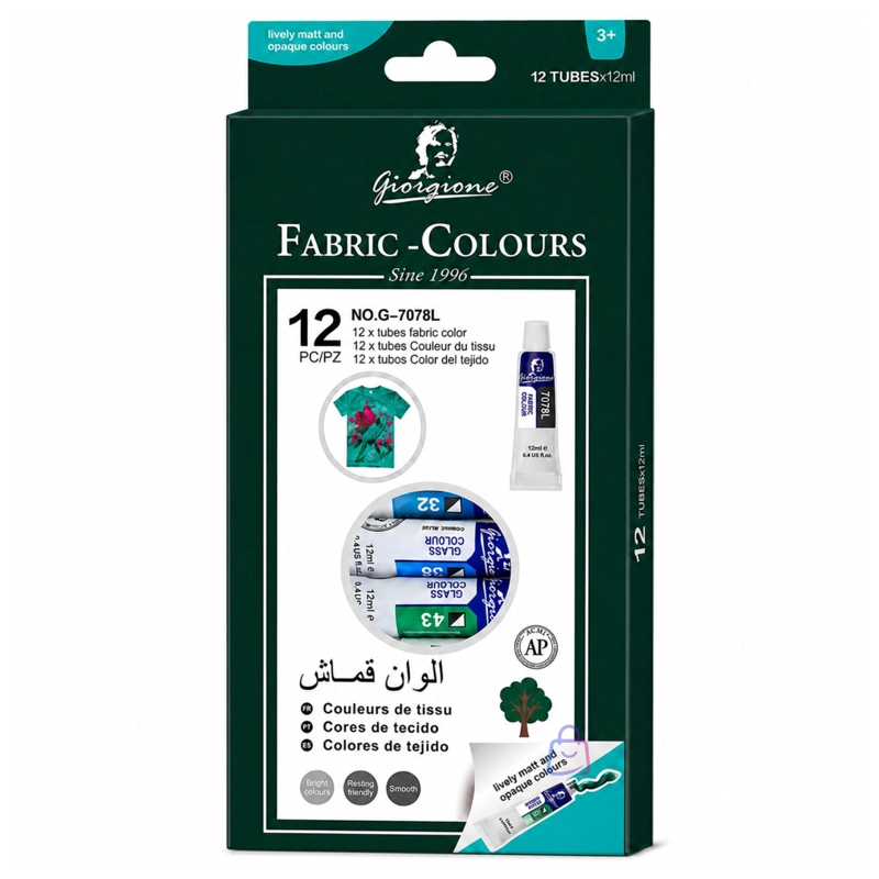 PINTURA PARA TELA SET 12 COLORES 12ML TEXTIL - PS - 4