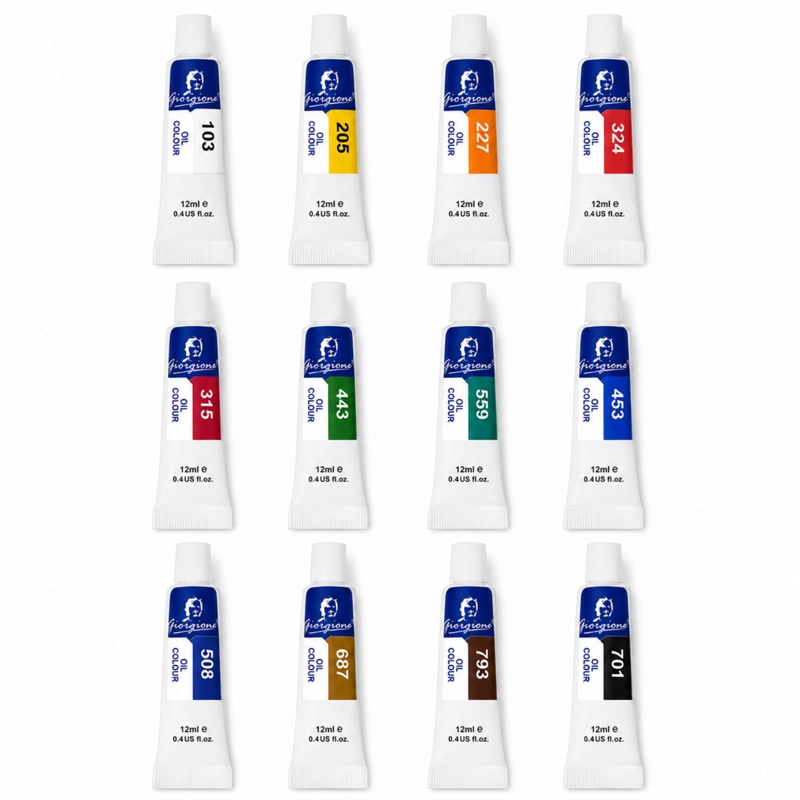 PINTURA OLEO SET 12 COLORES 12ML PARA LIENZO - PS - 1
