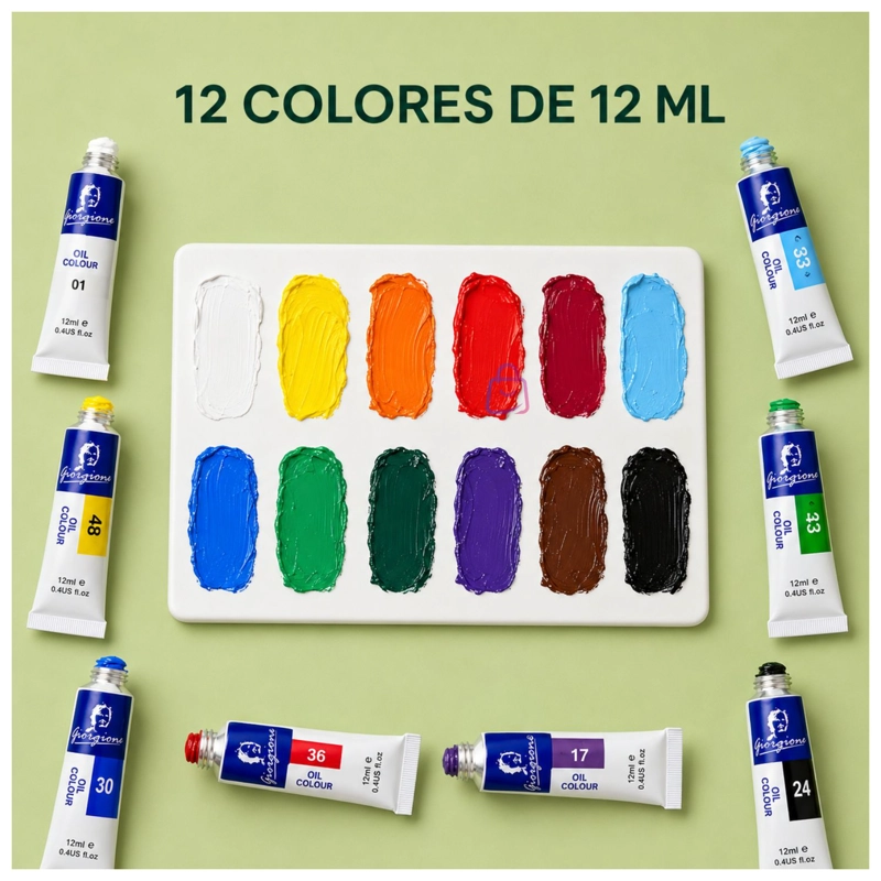 PINTURA OLEO SET 12 COLORES 12ML PARA LIENZO - PS - 3