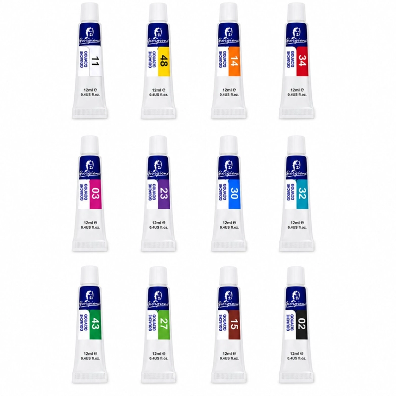 PINTURA GOUACHE SET 12 COLORES 12ML ARTE ESCOLAR - PS - 1