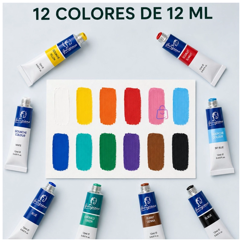 PINTURA GOUACHE SET 12 COLORES 12ML ARTE ESCOLAR - PS - 3
