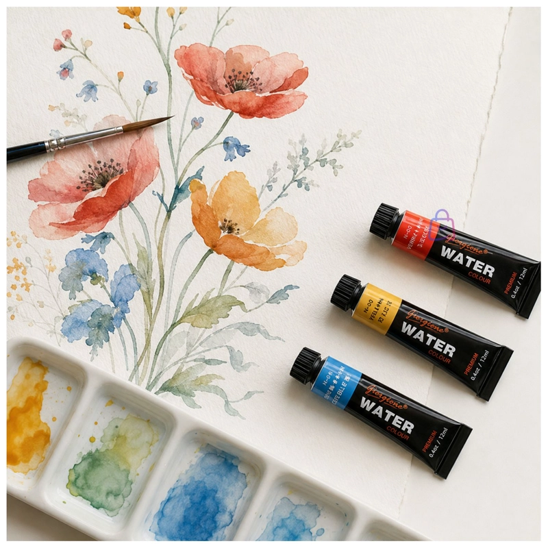 PINTURA ACUARELA 12 COLORES 12ML PREMIUM - PS - 3