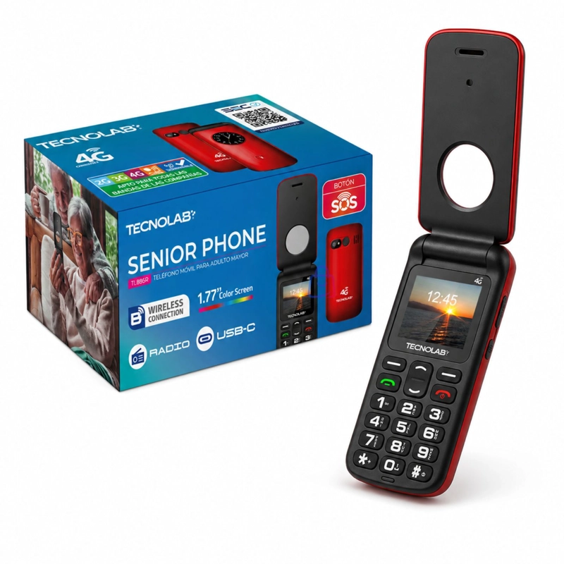 CELULAR SENIOR 4G LIBERADO FLIP SOS ADULTO MAYOR AZUL - PS - 4