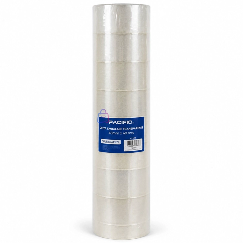 PACK 9 CINTAS EMBALAJE TRANSPARENTE 45MM X 40M 45MIC - PS - 3