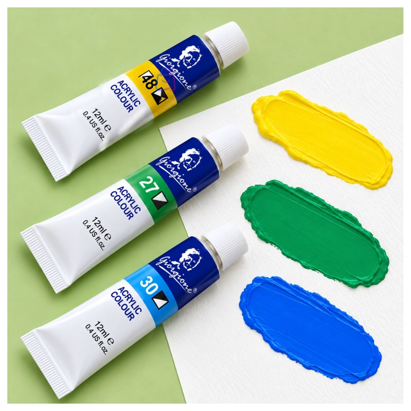 SET PINTURA ACRILICA 12 COLORES 12ML ESCOLAR NO TOXICA - PS - 3
