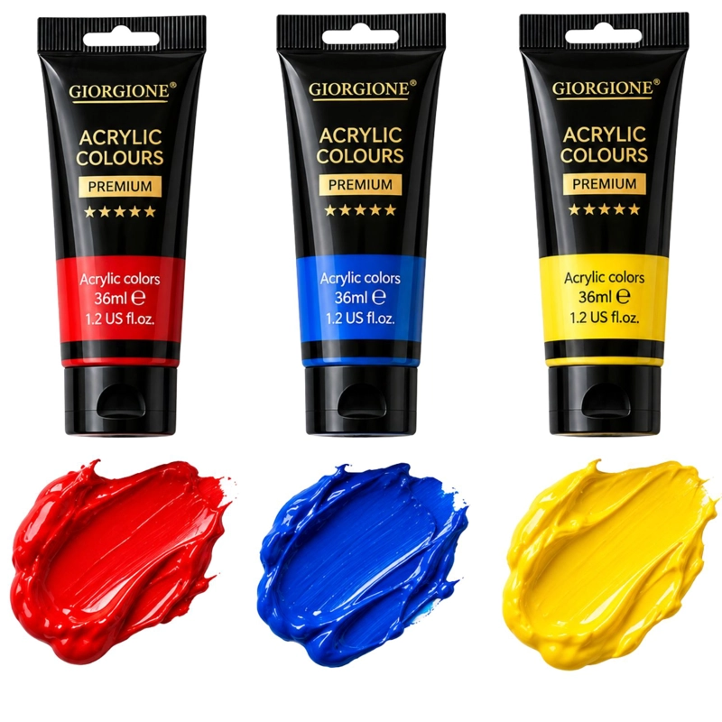 SET PINTURA ACRILICA 12 COLORES 36ML 6 PINCELES ARTE - PS - 1