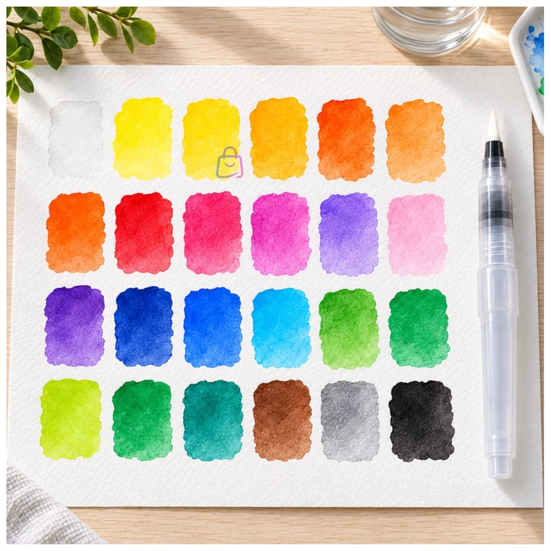 ACUARELAS 24 COLORES EN PASTILLA ESTUCHE PINCELES - PS - 2