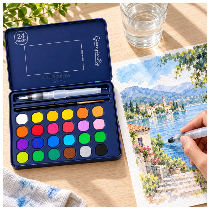 ACUARELAS 24 COLORES EN PASTILLA ESTUCHE PINCELES - PS - 3