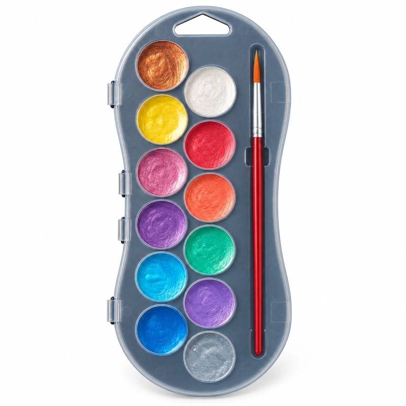 ACUARELAS METALICAS CARIOCA KIDS 12 COLORES PINCEL - PS - 1