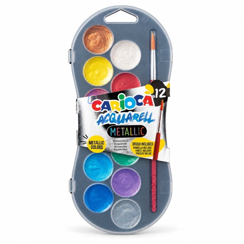 ACUARELAS METALICAS CARIOCA KIDS 12 COLORES PINCEL - PS - 4